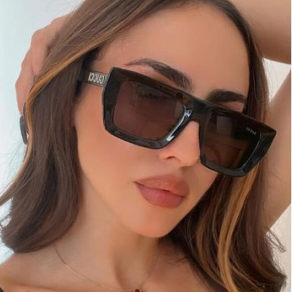 Gucci GG1723S 002 Sunglasses Transparent Brown Square Frame, Brown Lenses - Picture 2 of 12